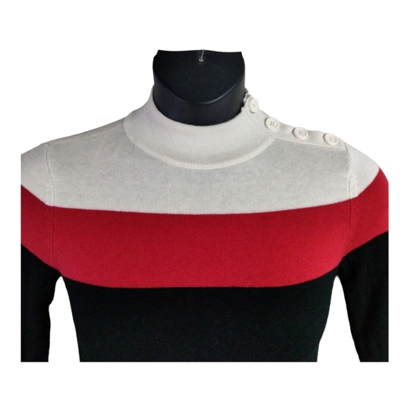 Talbots Colorblock Mock Neck Sz Petite P 4-6 Cashmere Blend Sweater Dress Long - Picture 11 of 16